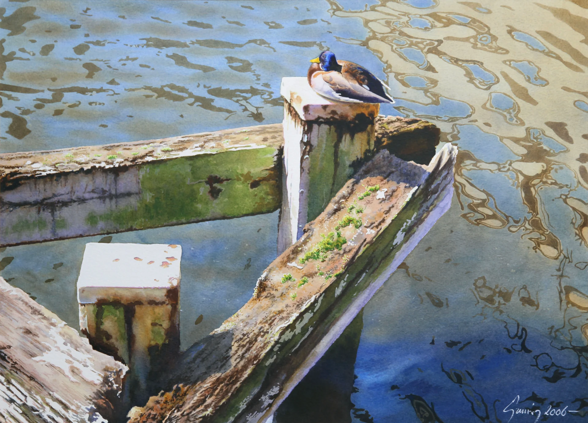 "Taking a Sunbath" painted by Guy Gruwier (Golden River Studios) in 2006